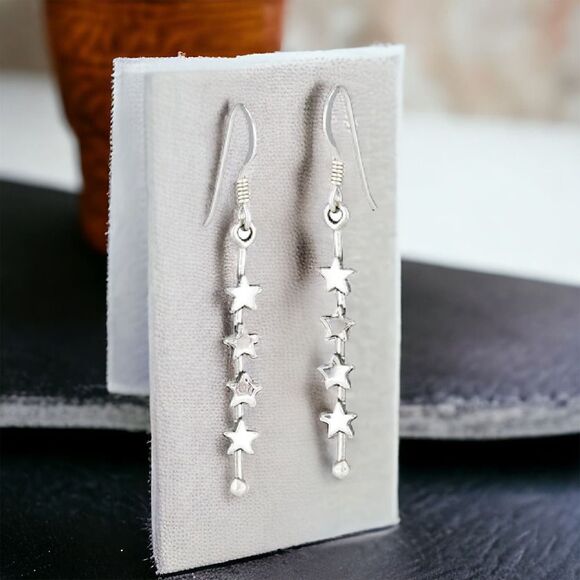 Cascading Stars Sterling Silver Earrings - Picture 1 of 3
